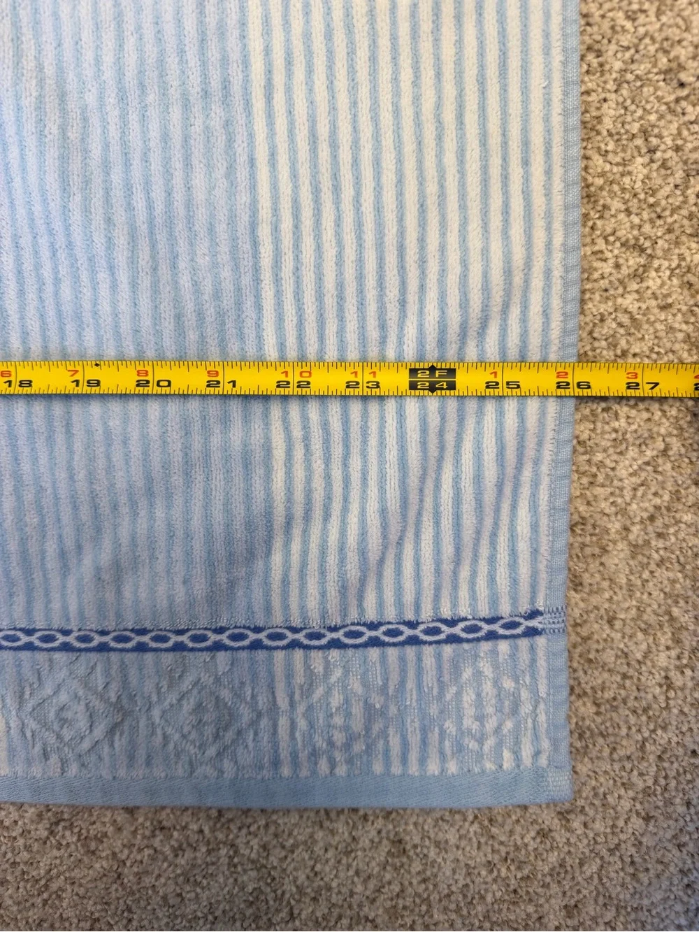 Vintage Bianca Jacquard Soft 100% Cotton 2Pc Bath Towels Portugal Blue Stripe